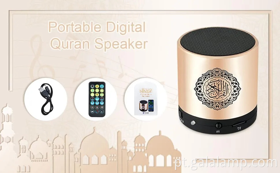 Orador digital do Alcorão com MP3 player recarregável e controle remoto